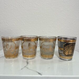 Vintage Culver 22k Gold Overlay Shot Glasses